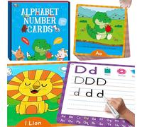 36 PCS Handwriting Drawing Practice Cards, Alphabet & Numbers Write and Wipe Tracing Flashcards Double-sided Dry Erase Painting Coloring Cards Early Learning Montessori Toy for Toddlers, Preschoolers