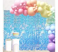 36 Pcs Iridescent Blue Shimmer Wall Backdrop Panels for Party, MSDADA Iridescent Blue Sequin Backdrop for Birthday Graduation Home Party Decorations Anniversary Decor