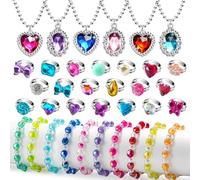 36 PCS Kids Jewellery Sets for Girls Age 4-6, Kids Bracelet Kit Necklace Box Rings, Girls Jewellery Princess Dress Up with Birthday Gift Set 3 4 5 6 7 8 Year Old