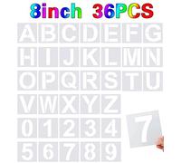 36 Pcs Large Alphabet & Number Stencils, Reusable Letter Stencils for Painting on Wood, Wall, Fabric, Rock, Chalkboard, Glass (8 Inches)
