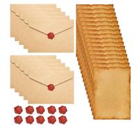36 PCS Letter Writing Paper and Envelopes Sets, Letter Writing Set with 16 Letters Paper 10 Vintage Envelopes 10 Sealing Wax Stickers, for Memorial Gift Birthday Wedding Invitation Greeting Cards