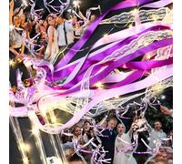 36 PCS Light up Wands, LED Wands Ribbon Streamers Sticks with Bells, Glow Silk Fairy Wands with 3 Flashing Modes for Wedding Reception,Graduation, Raves, Concert, Party Favors (Purple)