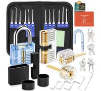 36 Pcs Lock Pick Set, [Upgraded Version] Diyife Premium Practice Lock Picking Tools with 4 Transparent Training Padlocks for Lockpicking, Guide for Beginner and Locksmith Training (Light Blue)