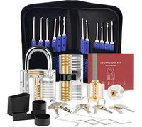 36 Pcs Lock Pick Set, [Upgraded Version] Diyife Premium Practice Lock Picking Tools with 4 Transparent Training Padlocks for Lockpicking, Guide for Beginner and Locksmith Training (Blue)