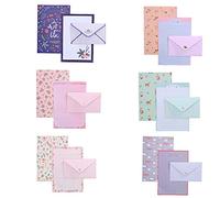 36 Pcs Lovely Letter Paper Lined Stationery Paper with 18 Pcs Envelope Writing Letter Paper Stationary Set for Office Home School (6 Sets) (Lovely)