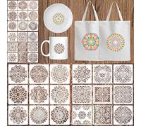 36 pcs Mandala Stencils Mandala Dot Painting Tools Template Stencil for Painting on Wood Reusable Plastic Stencils Mandala Craft for DIY Painting Cushion Decoration (10.1 * 10.1cm,15.2 * 15.2cm)
