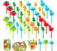 36 pcs Mini Dinosaur Food Picks, Cute Cartoon Animal Fruit Toothpicks for Dinosaurs Birthday Party Bento Picks Tiny Dinosaur Picks for Sandwiches, Snacks & Desserts Accessory