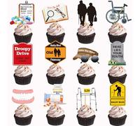 36 PCS Over The Hill Cupcake Toppers Old Age Birthday Cake Decorations Over The Hill Birthday Decorations Funny Old People Gag Gifts for Men Women Retirement Party Supplies