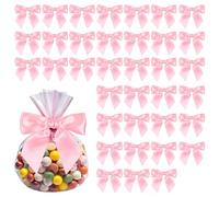 36 pcs Pink Bows for Gift Wrapping 11.5cm Satin Pre-Tied Pink Bows with Twist Ties Ribbon Bow for Wedding Decor Party Favors Gender Reveal Treat Bags