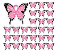 36 PCS Pink Ribbon Butterfly Enamel Brooch, Breast Cancer Awareness Lapel Pins Pink Ribbon Hope Love Pins for Women Girls Breast Cancer Survivor Support Statement
