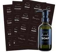36 PCS Printed label stickers for Bottles, Prefdo Waterproof Minimalist Farmhouse Labels for Bathroom Kitchen Hand Soap Shampoo Conditioner Lotion Dispenser Bottles Containers(Black)