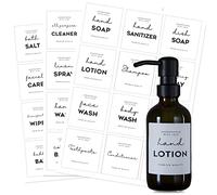 36 PCS Printed label stickers for Bottles, Prefdo Waterproof Minimalist Farmhouse Labels for Bathroom Kitchen Hand Soap Shampoo Conditioner Lotion Dispenser Bottles Containers(White)