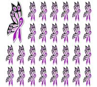 36 PCS Purple Butterfly Ribbon Enamel Brooch, Alzheimer's Disease Against Domestic Violence Disease Awareness Purple Ribbon Lapel Pin Hope Love Pins for Public Charity Fundraiser Supplies