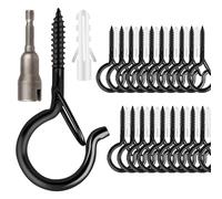 36 PCS Q-Hanger Hooks, Screw Hooks for Outdoor String Lights, Safety Buckle Design Cup Eye Hook for Hanging Christmas Lights, Plants, Wind Chimes, Mounted on Wall Ceiling, Include 1 Wing Nut Driver