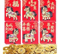36 Pcs Red Envelopes Chinese New Year Red Envelopes Year Of Horse 2026 For All Occasion Wedding With 60 Pcs Feng Shui Coins Lucky Money Coin Ancient Money for Health and Wealth, Colorful Pony Medium
