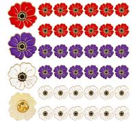 36 Pcs Red Purple White Poppy Brooches Lapel Pins Poppy Badges And Pins for Remembrance Day Soldier Army Peace Horses Animals Memorial