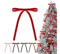 36 Pcs Red Velvet Bows for Christmas Tree & Wreaths - 5 x 7in Vintage Wedding Ribbons with Twist Ties