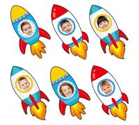 36 Pcs Rocket Cutouts for Bulletin Board Decoration Outer Space Theme Cutouts with Photo Space for Teacher DIY Craft for Galaxy Classroom Wall Décor