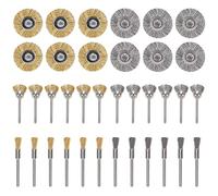 36 Pcs/Set Brass Coated Wire Brushes for Drill Paint Stripper Rust Remover Wheel and Cup Brush Set Steel Brush Polishing Brushes for Drill Rotary Tool