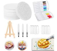 36 Pcs Sets Foam Texture Painting Kit, Puffy Paint Creative DIY Art Supplies for Kids 3D Drawing Set DIY Art Supplies for with 10 Foam Sheets, 12 Markers, 3 Water Pens, 10 Bead Chain and 1 Mini Easel