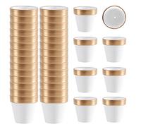 36 PCS Small Mini White&Gold Clay Pots with Drainage Holes,2.5inch Terra Cotta Pot Clay Ceramic Pottery Planter,Succulent Nursery Pot/Cactus Plant Pot,for Indoor/Outdoor Plants, Crafts, Wedding Favor