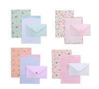 36 Pcs Stationery Paper and Envelopes Sets, 4 Unique Pattern Designs with 24 Sheets and 12 Matching Envelopes for Letter Writing, Personal Notes, Invitations, and Thank You Correspondence