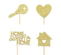 36 Pcs Sweet Cake Topper gold glitter Key New House Warming Party For House Warming New Home Party Decoration Supplies