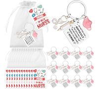 36 PCS Thank You Gifts for Women Men Nurses Gifts 12 Nurse Keychains Thank You cards and Organza Bags for Women Midwife Gifts Nursing School Student Back to School Gifts Christmas Birthday