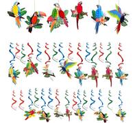 36 pcs Tropical Birds Honeycomb Cutouts, BOSOIRSOU Hanging Parrot Paper Cutouts Hawaiian Summer Beach Luau Party Decorations Safari Classroom Decoration Rainforest Jungle Decoration