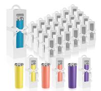 36 Pcs Tumbler Gift Boxes for Sublimation, Blank Gift Box Bulk with Ribbon, Packaging Boxes with Clear Window, Transparent Glass Exhibition Box for 12oz, 20oz, 30oz Shipping Cup Tumbler Gift (White)