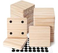36 PCS Unfinished Wood Coasters, Solid Wooden Blanks for Laser Engraving | 4 Inch One-Piece Wood Slices Home Decor with Non Slip Pads for DIY Crafts, Wood Burning, Staining, Painting, Wedding, Square
