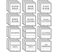 36 PCS Waterproof Labels for Bottles, Bathroom Hand Soap Dispenser Label Stickers, Removable Cleaning Labels for Soap, Lotion, Shampoo and Conditioner (3 x 3 Inch)