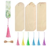 36 Pcs Wooden Blank Bookmarks, DIY Wooden Bookmark Set, with 5 Tassels