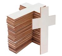 36 Pcs Wooden Crosses, Blank Wood Chip Cutouts Ornaments Unfinished Cross Shaped Wood Pieces Plaques for DIY Painting Craft Projects Halloween Christmas Decoration