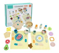 36 PCS Wooden Kitchen Toys, Wooden Toy Kitchen Accessories, Kids Pots and Pans Playset, Pretend Play Cooking Simulation Educational Toys for Boys and Girls over 3 Years Old