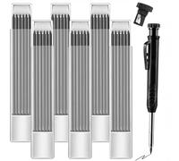 36 Pencil Refill with 1 Solid Carpenter 2.8mm Waterproof Carpenters Pencil Refills Replacement, Deep Hole Marker with Sharpener for Architect &Carpenter Woodwork Construction Building (Black)