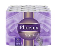 36 Phoenix Soft Lavender Fragranced Luxury Toilet Rolls Bulk Buy - Quilted White 3 Ply Toilet Paper - Pack of 36 Toilet Tissue (12 x 3 Packs)