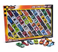 36 Piece Die Cast Metal Toy Cars Diecast Mini Racing Vehicles for Kids, Convertibles, F1, Sports Cars, Model Collector Cars Gift Playset