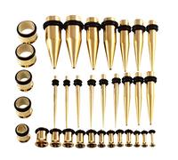 36-piece Ear Dilator Kit, Tapered Dilators from 14G to 00G, Gold