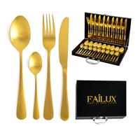 36-Piece Gold Cutlery Set,Stainless Steel Cutlery Set for 9 People-Elegant Cutlery Sets with Knives - Forks Set, Dinner and Tea Spoons Sets-Ideal for Home,Party and Restaurant