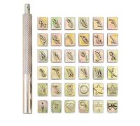 36-Piece Leather Stamp Set Alphabet, Numbers Decorative Patterns Professional Leather Embossing and Carving Tools for DIY Craft