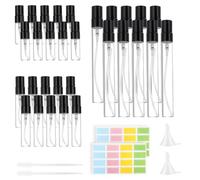 36-Piece Perfume Sample Bottles Set, Mini Glass Atomiser Spray Bottle, Travel Perfume Bottle with Fine Spray Nozzle, Refillable Transparent Fragrance Sprayers, for Daily Travel Makeup, 3 5 10ml