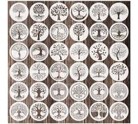36 Piece Tree of Life Stencils - 4 Inch Round Reusable Stencils for Painting on Wood, Plastic, Canvas & More