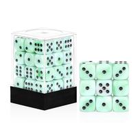36 Pieces 12mm 6 Sided Mini Dice Set,Mixed Colours Swirls D6 Game Dice Set,6 Sided Standard Game Dice for Board Games Dice Games Classroom Teaching Dices Game,with Portable Gaming Box(Green & White)