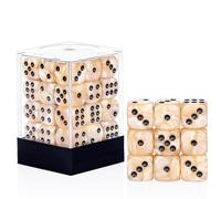 36 Pieces 12mm 6 Sided Mini Dice Set,Pearl Pattern D6 Game Dice Set,6 Sided Standard Game Dice for Board Games Dice Games Classroom Teaching Dices Game,with Portable Gaming Box(Beige)