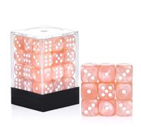 36 Pieces 12mm 6 Sided Mini Dice Set,Pearl Pattern D6 Game Dice Set,6 Sided Standard Game Dice for Board Games Dice Games Classroom Teaching Dices Game,with Portable Gaming Box(Millennial Pink)