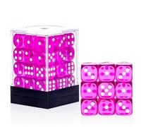 36 Pieces 12mm 6 Sided Mini Dice Set,Translucent Colors D6 Game Dice Set,6 Sided Standard Game Dice for Board Games Dice Games Classroom Teaching Dices Game,with Portable Gaming Box(Rose Red)