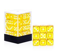 36 Pieces 12mm 6 Sided Mini Dice Set,Translucent Colors D6 Game Dice Set,6 Sided Standard Game Dice for Board Games Dice Games Classroom Teaching Dices Game,with Portable Gaming Box(Yellow)