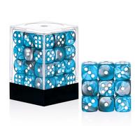 36 Pieces 12mm 6 Sided Mini Dice Set,Two Colours D6 Game Dice Set,6 Sided Standard Game Dice for Board Games Dice Games Classroom Teaching Dices Game,with Portable Gaming Box(Blue & Silver)