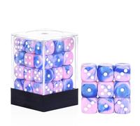 36 Pieces 12mm 6 Sided Mini Dice Set,Two Colours D6 Game Dice Set,6 Sided Standard Game Dice for Board Games Dice Games Classroom Teaching Dices Game,with Portable Gaming Box(Pink & Blue)